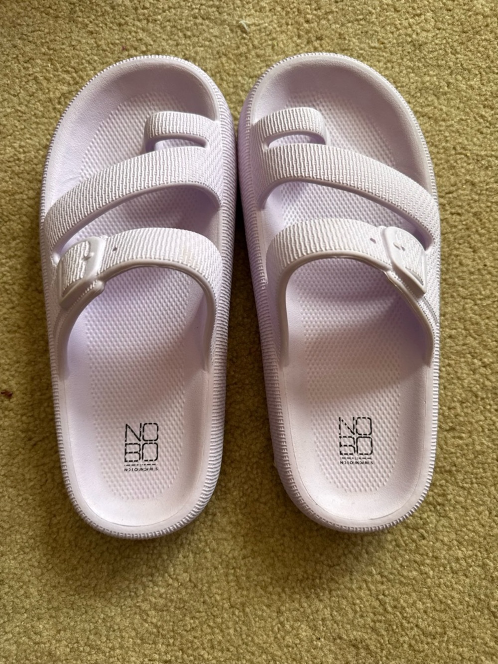 Light Lavender Slide Sandals with Buckle Straps
